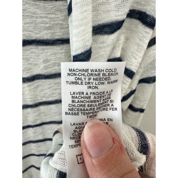 VELVET BY GRAHAM & SPENCER Navy Striped Open Front Waterfall Cardigan NWT Small - Picture 8 of 8